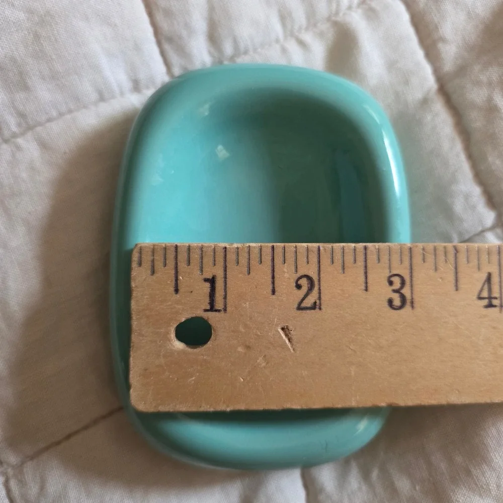 Vintage Ceramic Soap Dish Japan Teal Turquoise Mid Century Modern Retro